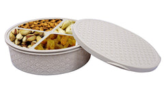 Kuber Industries Lexus Design Plastic Solitaire Multipurpose Dry Fruits/Masala Box with 4 Sections (Cream)-CTKTC14111