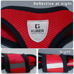 Kuber Industries Small Dog/Cat Chest Harness with Nylon Leash I No Pull, Soft Padded and Breathable Pet Vest I Adjustable, Reflective I Easy Control Pet Chest Belt I (Small,Red)