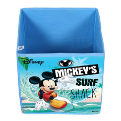 Heart Home Disney Mickey Surf Print Durable & Collapsible Square Storage Box|Clothes Organizer With Handle,Pack of 4 (Sky Blue)