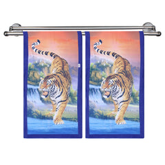 Heart Home Kids Bath Towel|Soft Cotton & Sides Stitched Baby Towel|Microfibered Super Absorbent Tiger Pattern Towel for Infants,Toddler,55x26 Inch,Pack of 2 (Multicolor)