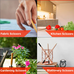 Homestic Multipurpose Kitchen Scissors For Home & Gardening Needs|High Grade Stainless Steel Blades|Precision Ground Edge|K024| Easy Grip Handles With Comfortable Thumb Loops|Orange