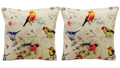 Kuber Industries Bird 3 Piece Jute Cushion Cover - 16"x16", Cream