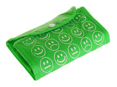 Heart Home Smiley Printed Eco Friendly Foldable Reusable Non-Woven Shopping Grocery Bag with One Small Pocket- Pack of 3 (Green & Deep Yellow & Pink) -45LUGHH0218