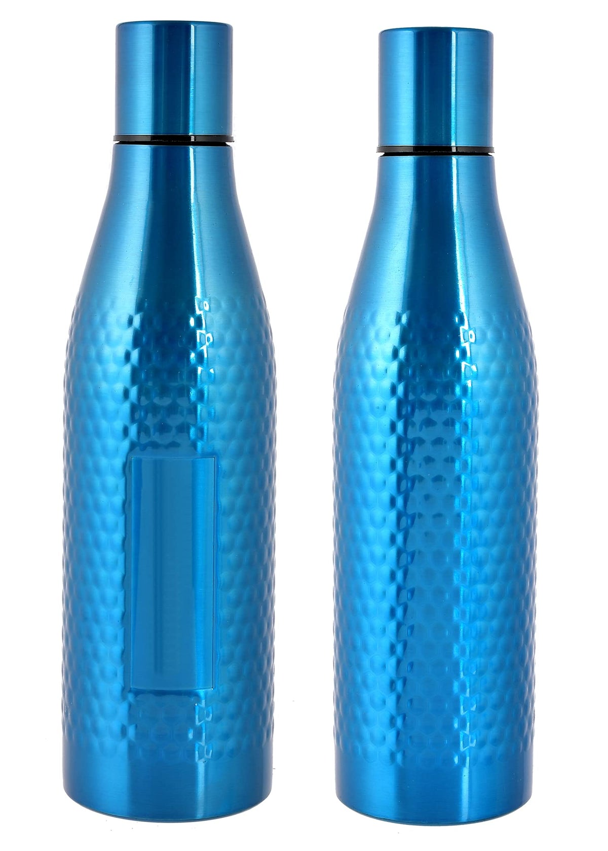Kuber Industries Hammered Design Stainless Steel Water Bottle, 1000 ML- Pack of 2 (Blue)-HS42KUBMART25187