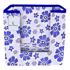 Kuber Industries Flower Printed 3 Piece Non Woven Shirt Stacker Wardrobe Organizer Set, (Royal Blue) - CTKTC035011