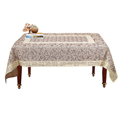 Kuber Industries Leaf Design Cotton 4 Seater Center Table Cover 40"x60"(Brown)-KUBMART15503, Standard