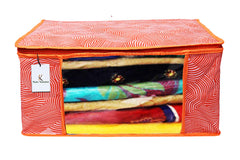Kuber Industries Leheriya Design 3 Piece Non Woven Saree Cover, Large, Orange - CTKTC15185