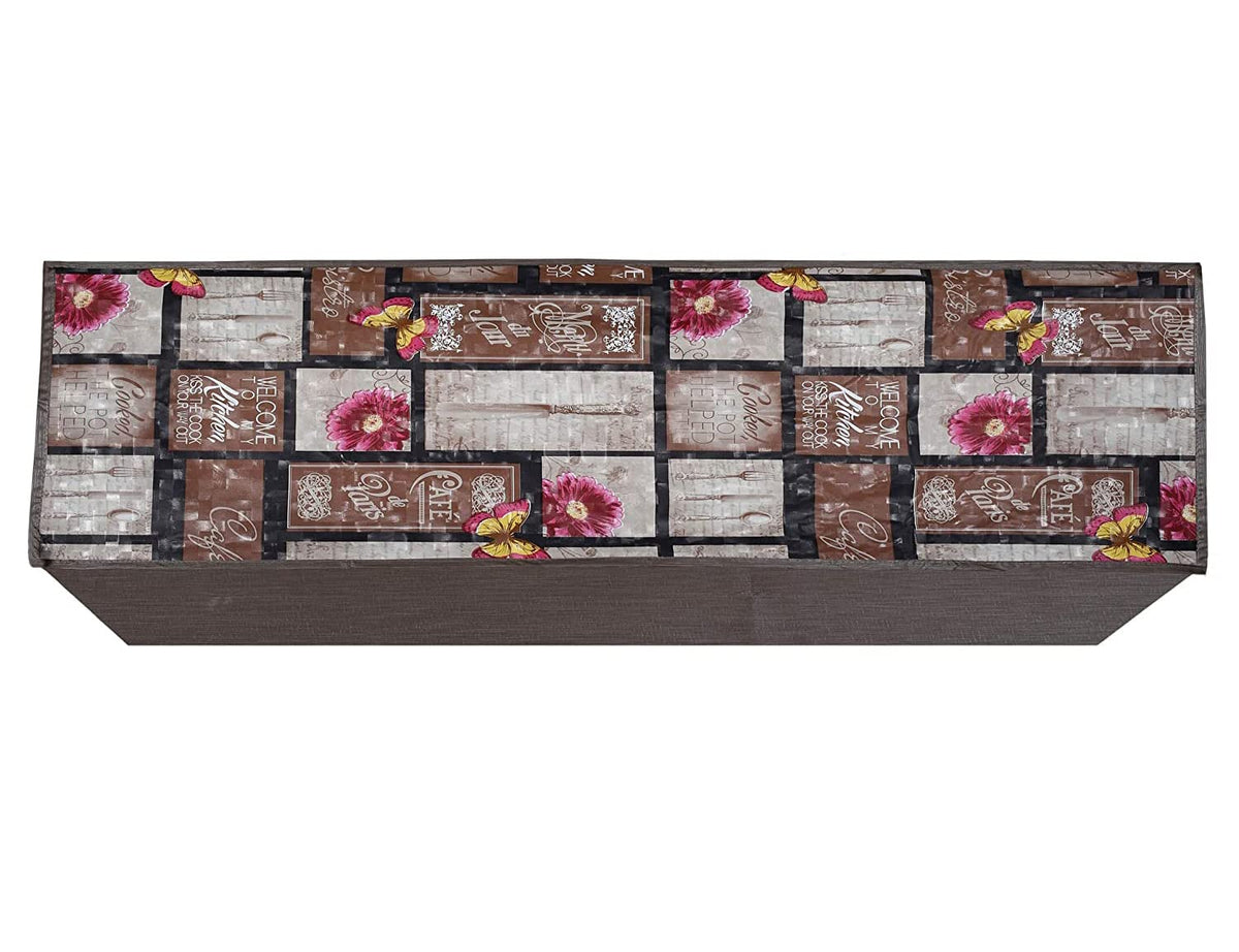 Kuber Industries Flower Design PVC Air Conditioning Dust Cover Waterproof Folding Spilt Ac Cover for 1.5 Ton Indoor Unit (Brown) - CTKTC40723