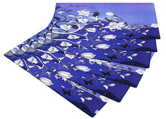 Heart Home Multiuses Floral Print PVC Table Placemat for Kitchen, Dining Table Set of 6 (Blue) 52HH4058