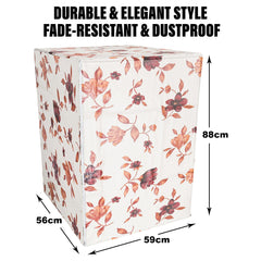 Heart Home Washing Machine Cover | Cream Printed Washing Machine Cover | Soft PVC | Front Load Washing Machine Cover | Cream