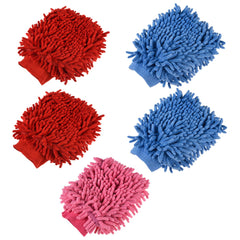 Heart Home Gloves | Microfiber Cleaning Gloves | Chenille Mitts for Kitchen | 50 GSM Hand Duster for Kitchen | Hand Gloves For Car | Duster for Glass | Pack of 5 | Multi