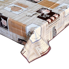 Heart Home Kettle Print PVC Center Table Cover/Table Cloth for Home Decorative Luxurious 4 Seater, 60"x36" (Cream) 54HH4265.