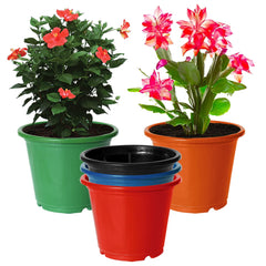 Kuber Industries Durable Plastic Flower Pot|Gamla for Indoor Home Decor & Outdoor Balcony,Garden,6"x5",Pack of 5 (Multicolor)