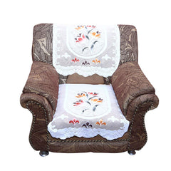 Kuber Industries Cotton Flower 5 Seater Sofa Cover Set (CTKTC28709, Cream, Standard) - 6 Pieces