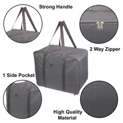 Kuber Industries Lightweight Foldable Multipurpose Storage bag, Cloth Organiser, Travel Bag With Zippered Closure And Handle- Pack of 2 (Grey)-HS43KUBMART26634
