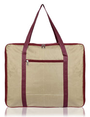 Kuber Industries Large Lightweight Foldable Multipurpose Storage bag, Cloth Organiser, Travel Bag With Zippered Closure And Handle (Brown & Maroon)-HS43KUBMART26700