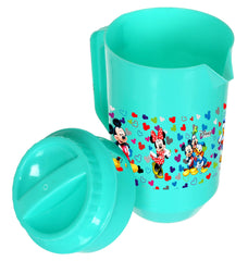 Kuber Industries Mickey & Friends Print Unbreakable Plastic Water Jug with Lid for Home, Kitchen, Office 2 Liter Pack of 2 (Green)