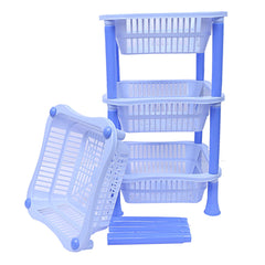 Kuber industries Plastic 2 Pieces 4 Layer Multi-Purpose Kitchen Storage Basket Rack (Blue)-CTKTC25268