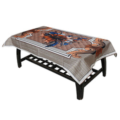 Kuber Industries Leaf Design Jute 4 Seater Center Table Cover - Grey