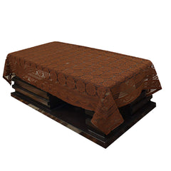Kuber Industries Circle Design Cotton 4 Seater Center Table Cover - (Brown)-KUBMART2719