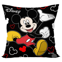 Kuber Industries Disney Mickey Print Cushion Cover|Sofa Cushion Covers|Cushion Covers 16 inch x 16 inch|Cushion Cover Set of 5 (Black)
