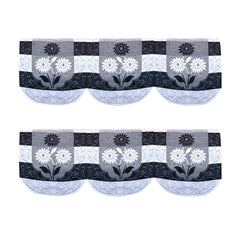 Kuber Industries Flower Cotton 2 Piece 3 Seater Sofa Cover (Black) - CTKTC22245