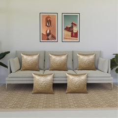 Kuber Industries Cushion Cover | Satin Embossed Quilted Cushion Cover | Cushion Cover for Sofa | Cushion Covers for Home Décor | 16 Inch | Set of 5 | Cream