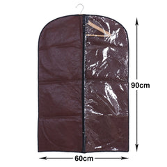 Heart Home Embossed Coat Cover|Non Woven Foldable Hanging Blazer Cover|Half Transparent Wardrobe Organizer, Pack 6 (Brown)
