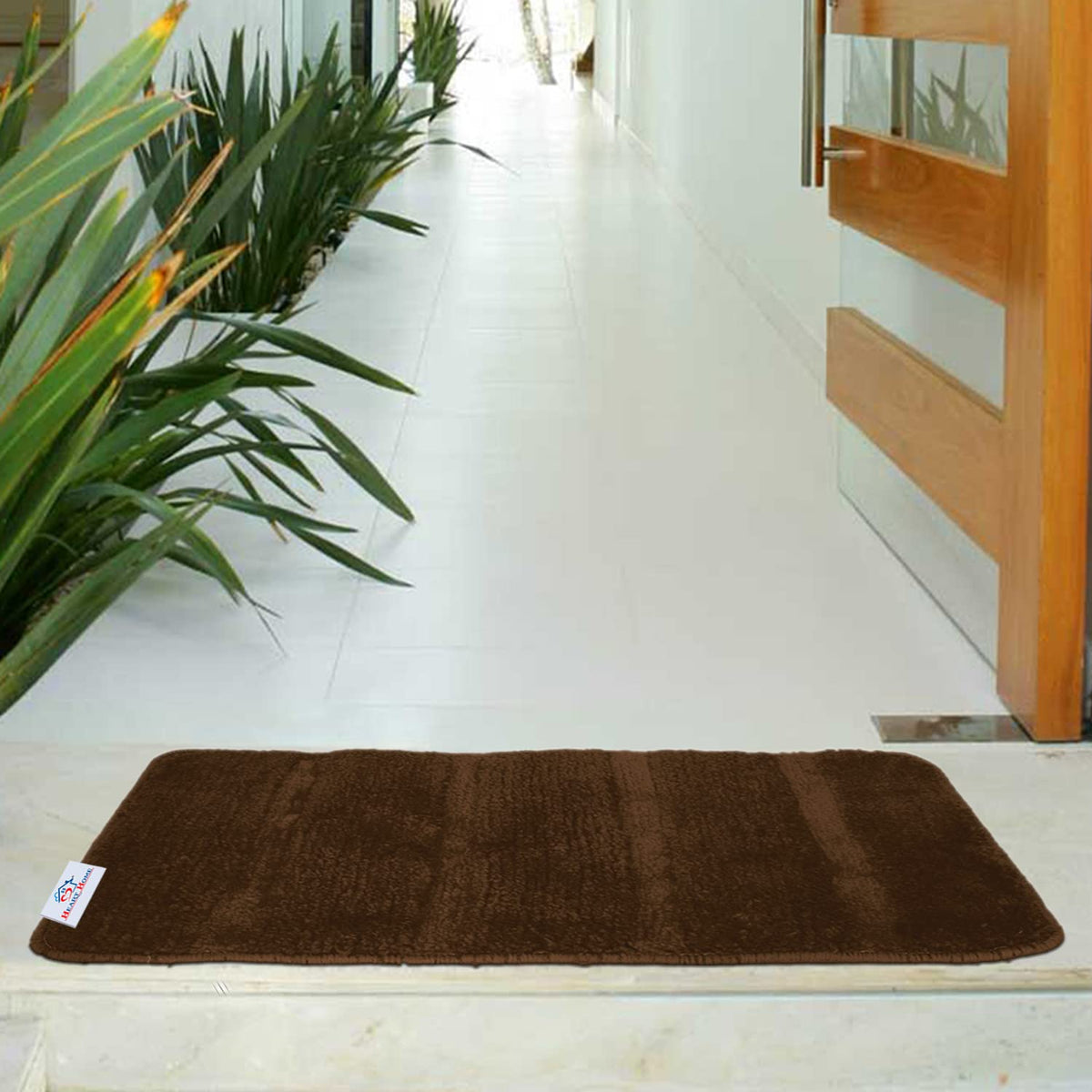 Heart Home Strips Design Cotton Door Mat for Porch/Kitchen/Bathroom/Laundry Room, 24"x16" (Brown) 52HH3960