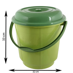 Heart Home Unbreakable Virgin Plastic Strong Bathroom Bucket with Lid 18 LTR (Green)-Pack of 2-HHEART15239