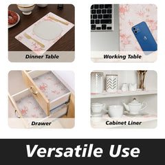 Heart Home Shelf Liner | Kitchen Cabinet Shelf Protector | Kitchen Liners for Cabinets and Drawers | Drawer Liner Mat | Red Flower Shelf Liner Roll | Cabinet Mat | 3 MTR | Cream