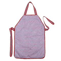Kuber Industries Happy Chef Checkered Cotton Waterproof Kitchen Apron with Front Pocket - Red