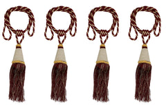 Kuber Industries Beads Beautiful Design Polyester 4 Pieces Curtain Tie Back Tassel Set (Maroon) Ctktc33559