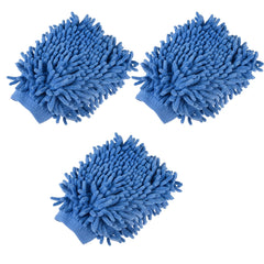 Heart Home Gloves | Microfiber Cleaning Gloves | Chenille Mitts for Kitchen | 50 GSM Hand Duster for Kitchen | Hand Gloves For Car | Duster for Glass | Pack of 3 | Blue