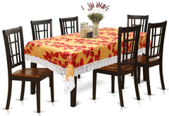 Kuber Industries Leaf Print PVC 6 Seater Dining Table Cover 60"x90",Gold-KUBMART11749