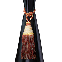 Kuber Industries Beads Beautiful Design Polyester 6 Pieces Curtain Tie Back Tassel Set (Light Brown) CTKTC33544