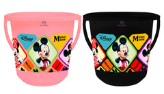 Heart Home Disney Mickey Minnie Print Multipurpose Plastic Bucket,16 LTR (Pink & Black)-Pack of 2 -HS_35_HEARTHS17852