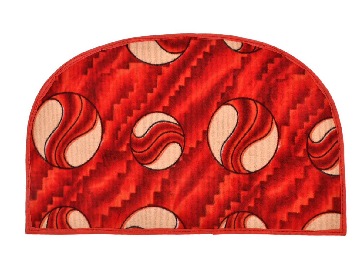 Heart Home D Shape Ball Printed Anti-Slip Durable Velvet Door Mat, Welcome Mat for Entryway,Patio,Garage, Outdoor, 21"x14" (Red)-47HH01275