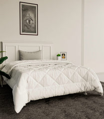 Kuber Industries Comforter for Single Bed|Microfiber Winter Dohar for Single Bed|220 GSM Reversible Comforter|AC Quilt (White)