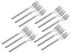 Kuber Industries Cutlery Stainless Steel Dinner Forks with Square Edge, Set of 12 (Silver)