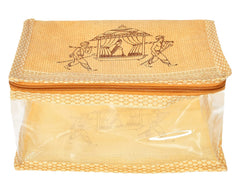 Kuber Industries Doli Printed Multiuses Non-Woven Makeup/Jewellery Organizer Bag, Travel Toiletry Pouch, Set of 6 (Gold) 54KM4286