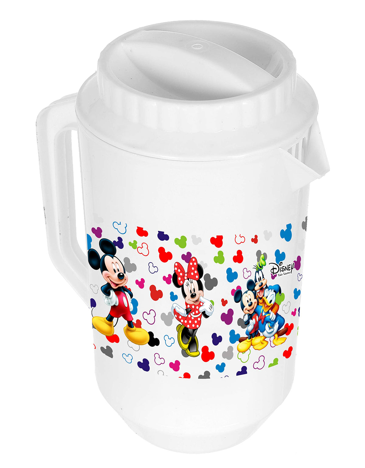 Kuber Industries Disney Team Mickey Print Unbreakable Multipurpose Plastic Water & Juice Jug with Lid,2 LTR (White), Pack of 1 (HS_36_KUBMART018165)