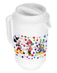 Heart Home Mickey & Friends Print Unbreakable Plastic Water Jug with Lid for Home, Kitchen, Office 2 Liter Pack of 2 (White)