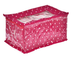 Kuber Industries Dot Printed Laminated PVC Jewellry OrganiserBag for Necklace: Earrings: Rings With 10 Transparent Pouches- Pack of 2 (Pink)-45KM07