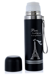 Heart Home Insulated Double Wall Stainless Steel Leak Proof BPA Free Water Bottle/Flask, 500ml-Pack of 2 (Black)