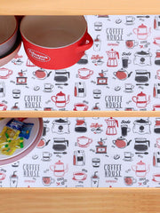 Heart Home Shelf Liner | EVA Kitchen Cabinet Shelf Mat | Anti-Slip Bathroom Mat | Fridge Mat | Red Coffee house Wardrobe Mat | 1.5 Meter | Pack of 2 | White