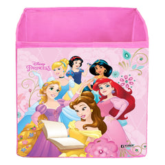 Kuber Industries Disney Princess Print Storage Box|Foldable Clothes Organizer|Collapsible Storage Basket With Handle For Toys,Books,30 Ltr.Pack of 4 (Pink)