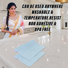 Heart Home Shelf Liner | EVA Kitchen Cabinet Shelf Mat | Anti-Slip Bathroom Mat | Fridge Mat | Table Mat | Zig Zag Design Wardrobe Mat | 1.5 Meter | Pack of 2 | Green