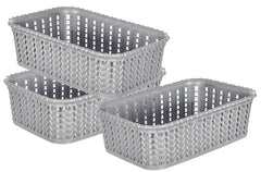 Heart Home Multiuses Small M 15 Plastic Tray/Basket/Organizer Without Lid- Pack of 3 (Grey) -46KHH0121, Standard