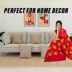 Kuber Industries Cushion Cover | Sofa Cushion Covers | Embossed Square Cushion Covers | Polyester Cushion Covers | Dot Print Couch Cushion Covers | Set of 5 | 16 Inch | Cream